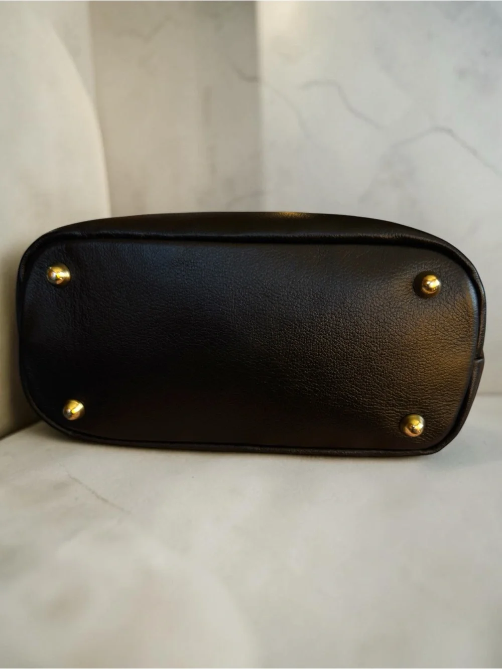 Divina Firenze Lilla Triple-Zip Black Italian Pebbled Leather Shoulder Bag.